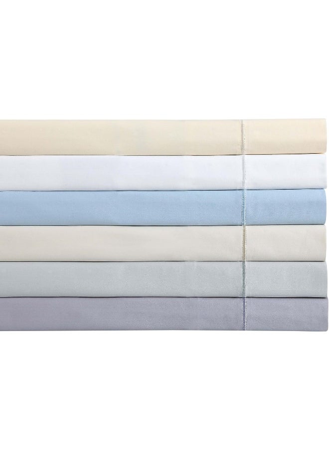 Charisma Charisma 310 Thread Count Classic Solid Cotton Sateen Twin Sheet Set in Almond Milk  - Image 4