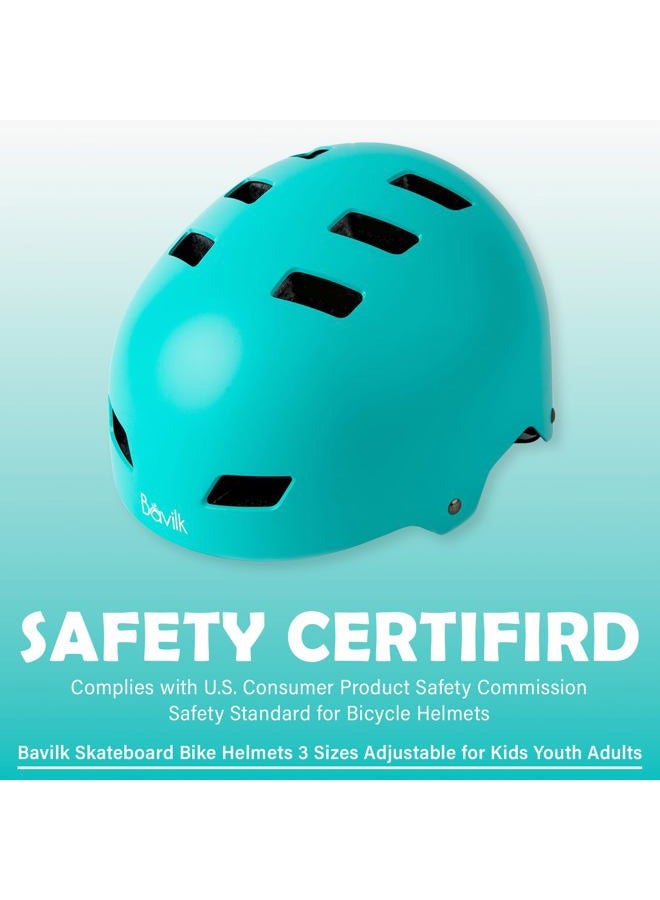 Bavilk Skateboard Bike Helmets Multi Sports Scooter Inline Roller Skating 3 Sizes Adjustable for Kids Youth Adults Mint Green S - Image 2