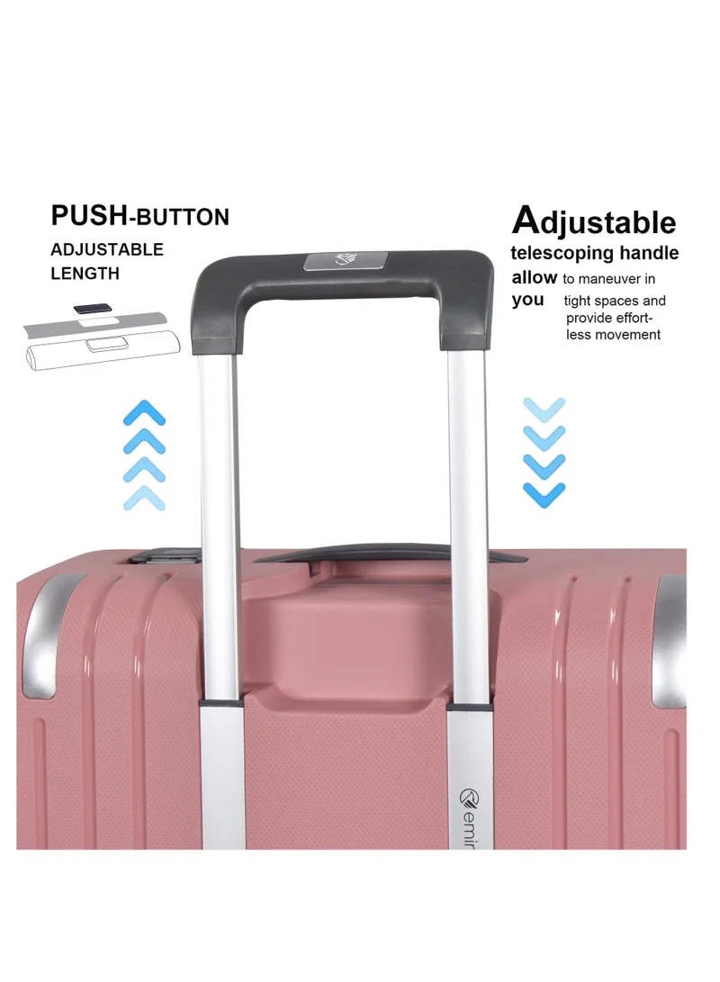 eminent Vertica Hard Case Travel Bag Luggage Trolley Polypropylene Lightweight Suitcase 4 Quiet Double Spinner Wheels With Tsa Lock B0006 Pink
