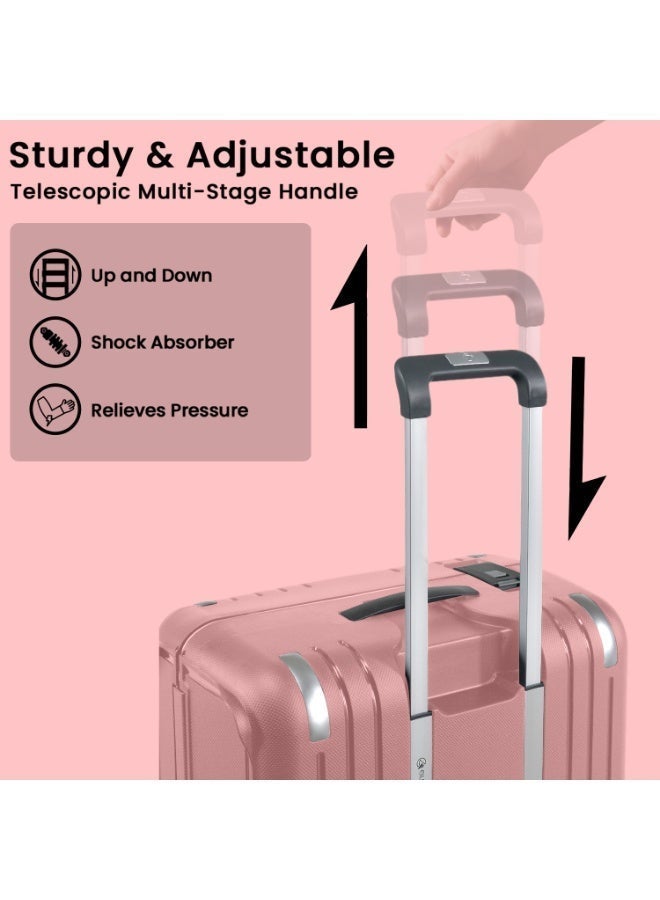 إيمينينت حقيبة سفر صلبة بعجلات دوارة مزدوجة هادئة وقفل  من البولي بروبلين خفيفة الوزن وردي - Image 3