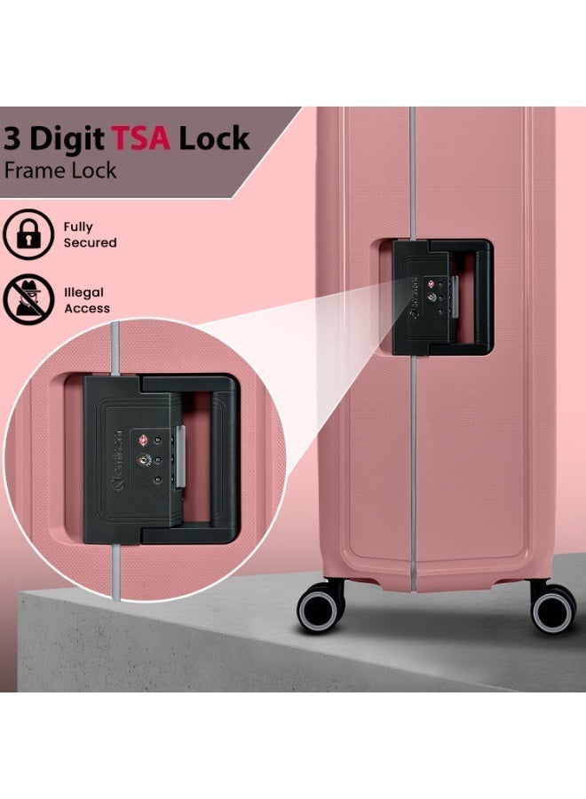إيمينينت حقيبة سفر صلبة بعجلات دوارة مزدوجة هادئة وقفل  من البولي بروبلين خفيفة الوزن وردي - Image 4