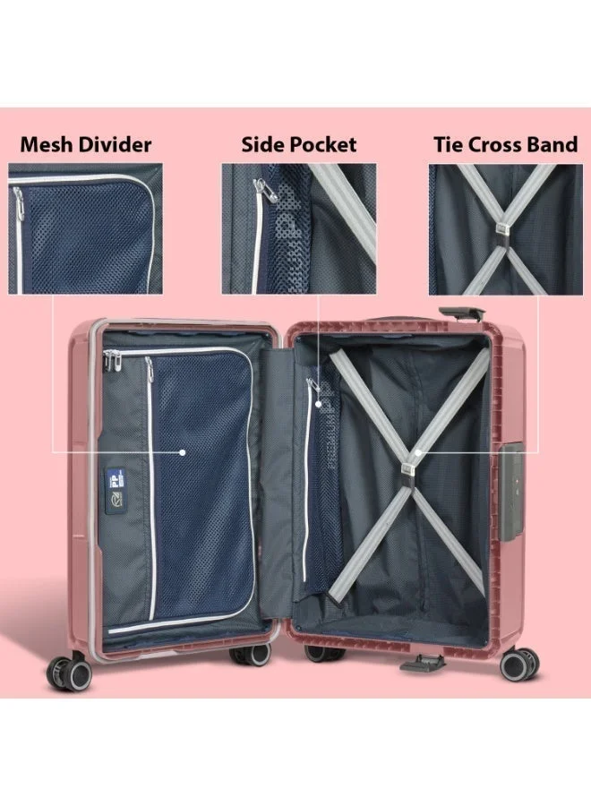 Eminent Pink Vertica Hard Case Travel Bag Luggage Trolley Polypropylene Lightweight Suitcase 4 Quiet Double Spinner Wheels With Tsa Lock B0006 Pink  | Best Price UAE