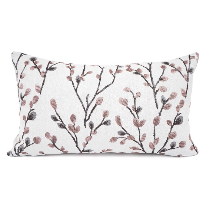 CLASSICAL EMBROIDERY JACQUARD FARMHOUSE OBLONG RECTANGLE CHENILLE RED LEAF DECORATIVE THROW PILLOW CASE12X20 INCH