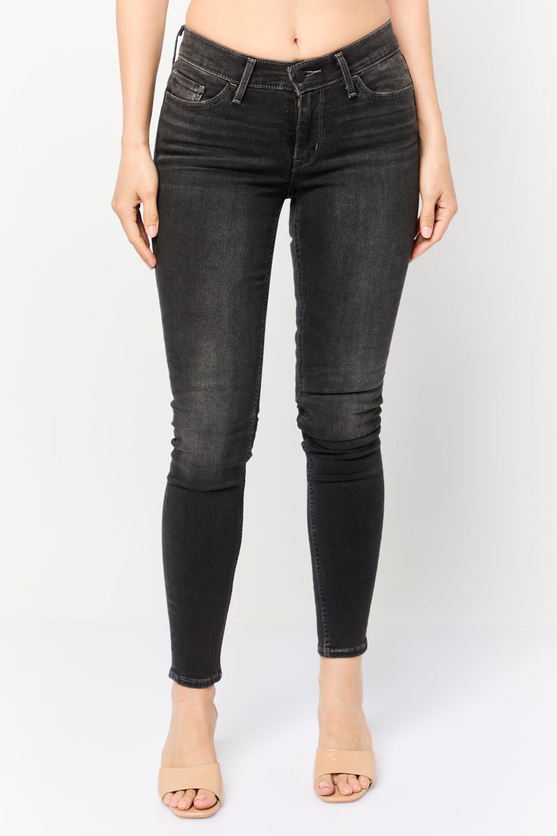 Levi's Women Skinny Fit Washed Stretchable Jeans, Black - Image 1
