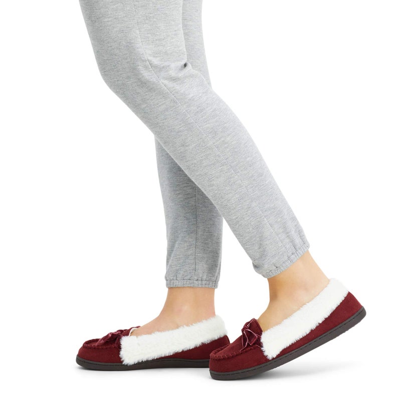 Jessica Simpson Women's Micro Suede Moccasin Indoor Outdoor Slipper Shoe, Wine, X-Large - Image 5