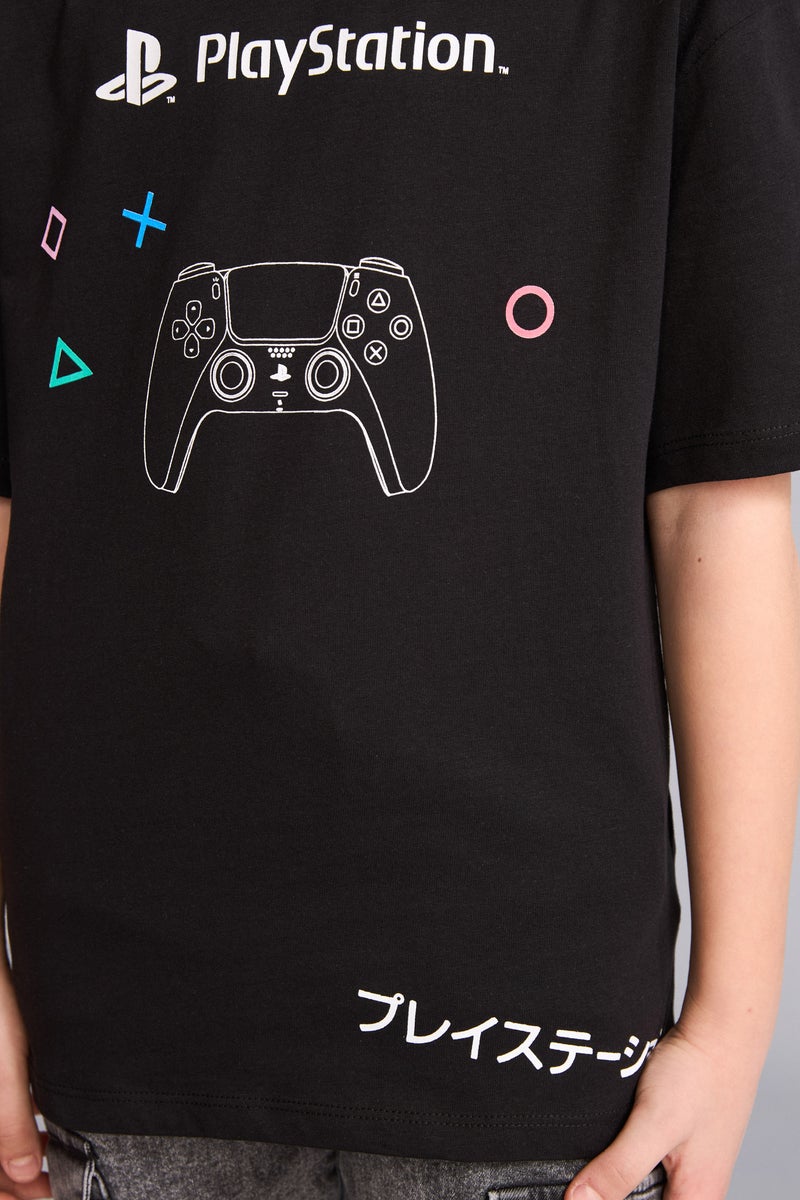 DeFacto Black Boy Boy PlayStation Oversize Crew Neck T-Shirt Casual - Image 3