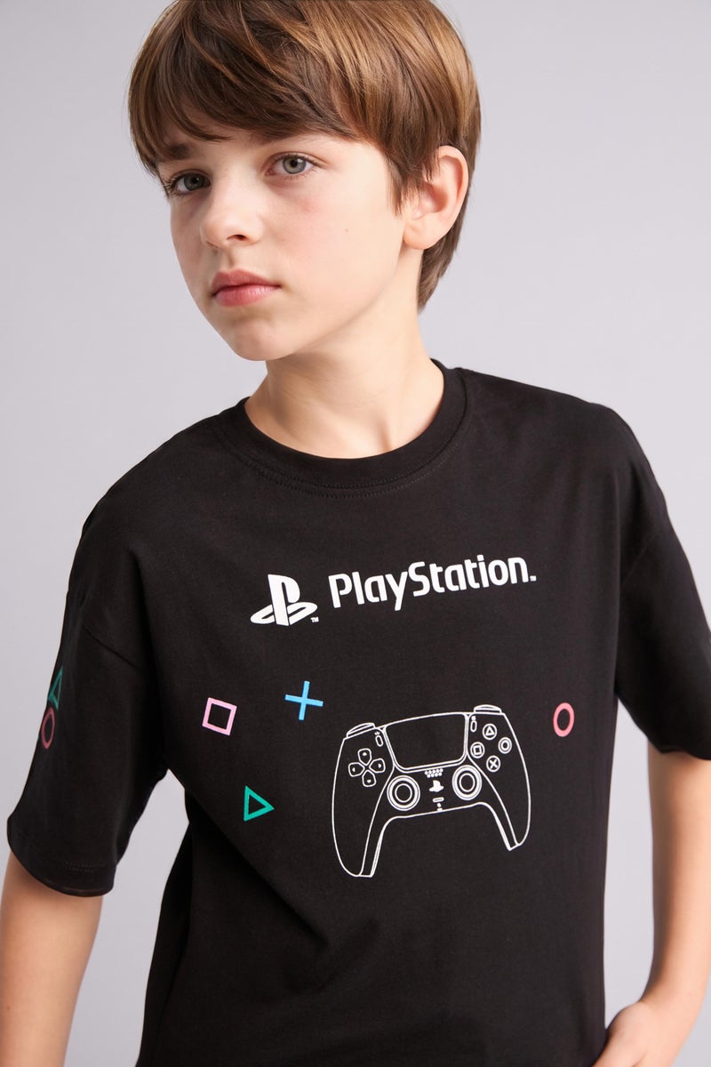 DeFacto Black Boy Boy PlayStation Oversize Crew Neck T-Shirt Casual - Image 1