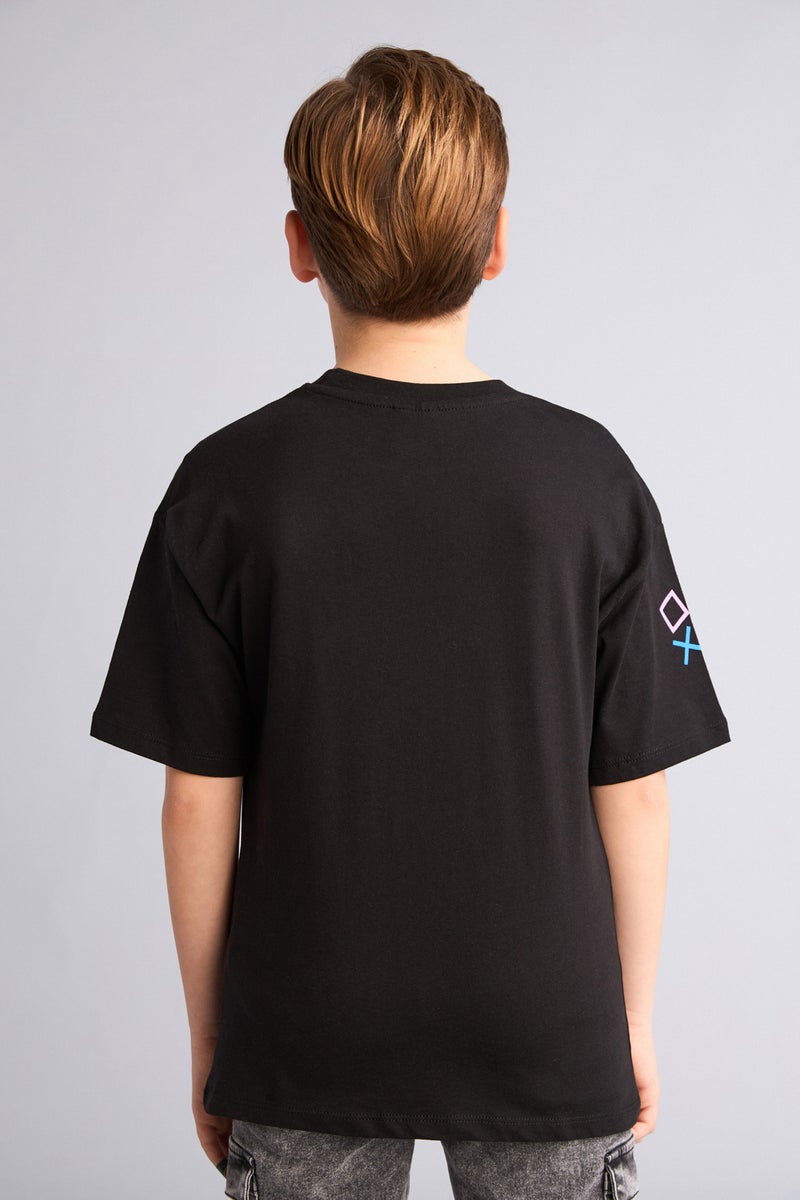 DeFacto Black Boy Boy PlayStation Oversize Crew Neck T-Shirt Casual - Image 4