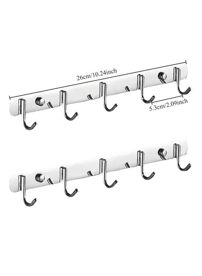 2pcs Stainless Steel Wall Hooks 5 Hooks Rustproof No Drill Installation Towel Holder - Image 5