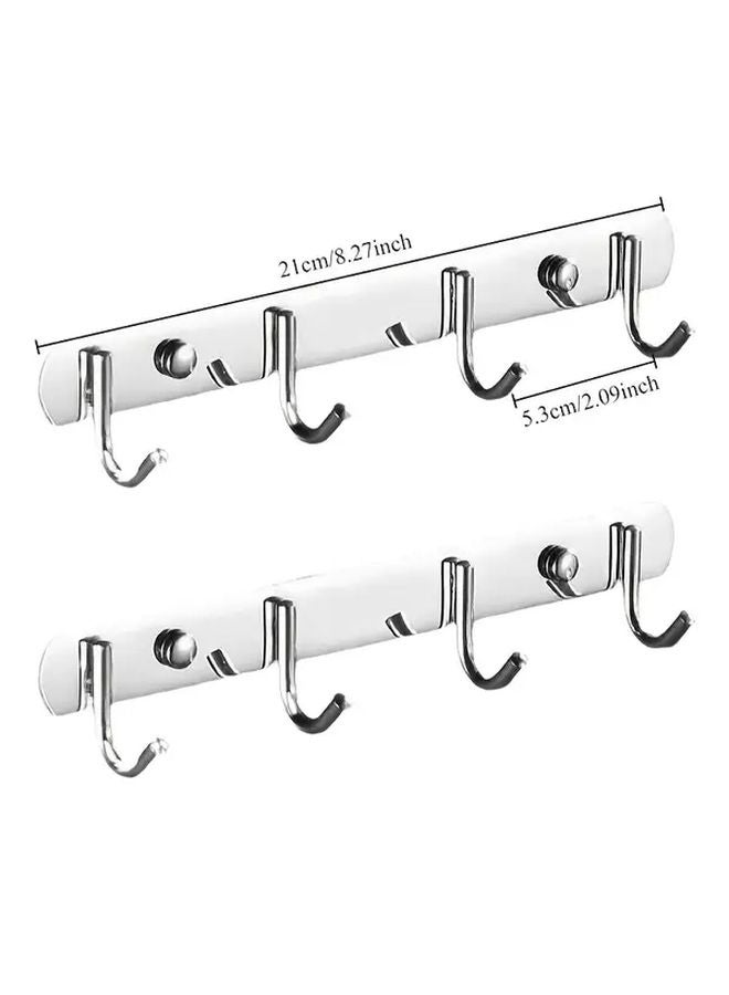 2pcs Stainless Steel Wall Hooks 5 Hooks Rustproof No Drill Installation Towel Holder - Image 4