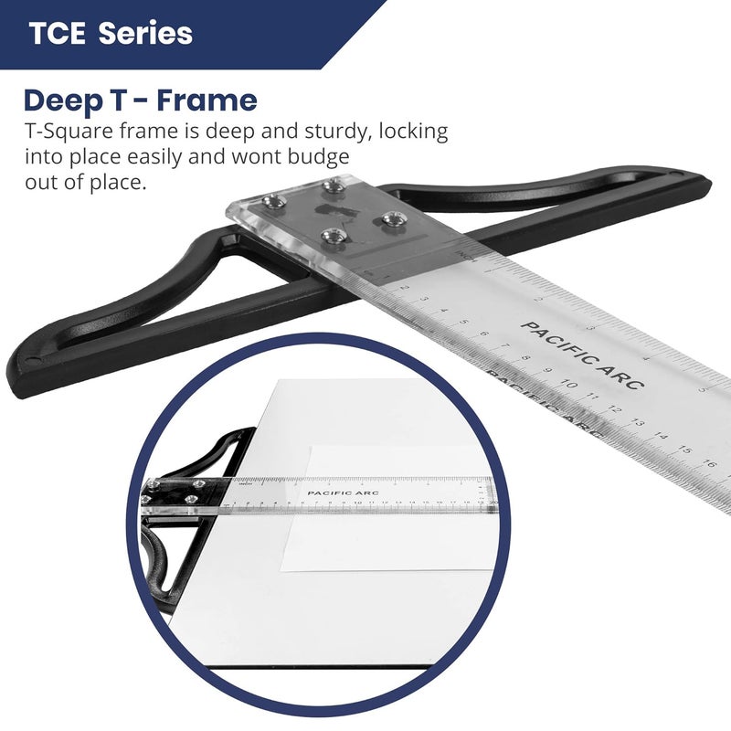 Pacific Arc 36 Inch T Square, Traditional Acrylic Graduated in Inch and Metric, Detachable Head - Image 3