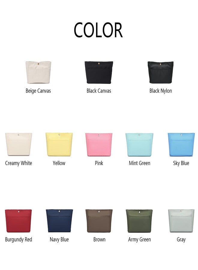 YONBEN Storage Bag Lightweight Large Capacity Eco Friendly Cotton Canvas Bag Inner Bag Handbag Organizer (Canvas/Beige) - Image 4