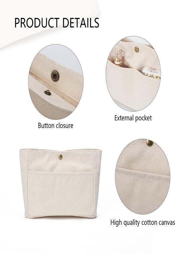 YONBEN Storage Bag Lightweight Large Capacity Eco Friendly Cotton Canvas Bag Inner Bag Handbag Organizer (Canvas/Beige) - Image 5