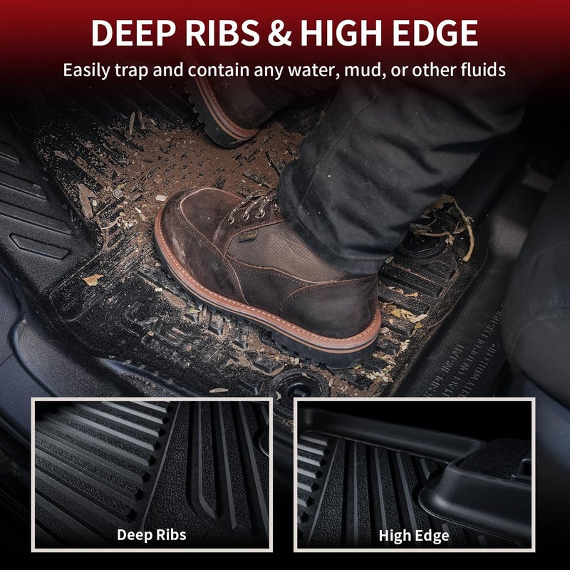 LASFIT حصائر أرضية LASFIT وحصيرة صندوق لسيارة تويوتا كامري 2025 2026 هايبرد LESEX LEXSE جميع الأحوال الجوية مصممة خصيصًا من TPE لحصائر كامري 2025 مجموعة كاملة أمامية وخلفية باللون الأسود - Image 3