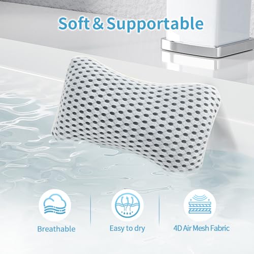 Conbella Upgraded Bath Pillows for Tub, Slip Resistant Waterproof Bath Pillows for Tub Neck and Back Support with 2 Strong Suction Cups, Relaxing Spa Essentials - Image 4