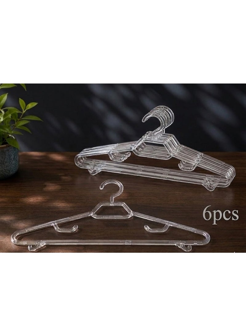 favilla Clear Acrylic Hanger Set - 6 Pieces for Clothes - Made of Plastic - Code 683 - Non-slip, Durable and Heavy Duty - Image 2