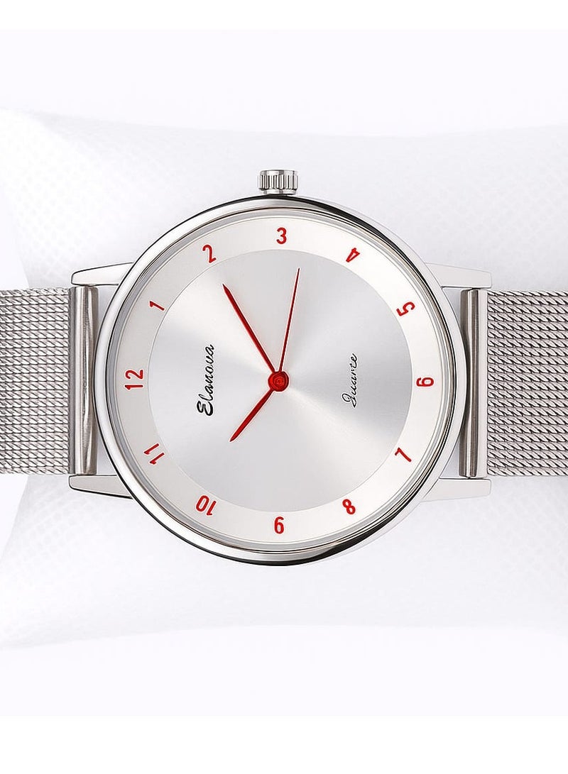 إيلانوفا ساعة يد بعقارب وسوار من المعدن مقاومة للماء طراز EL11 للرجال - Image 3