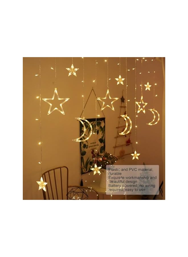 The Bros 126 LED Star Moon Curtain String Lights, Ramadan Mubarak String Lights, Lighting Decor for Window Wall Home Decoration (D) - Image 5