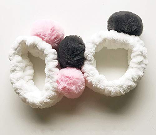 CRIZAN 4 Pack Cute Plush Panda Bear Ear Hair Band for Washing Face, Beauty Spa Facial Headband, Makeup Running Sport Headband for Women's Hair, Hair Wraps Headbands Spa Non Slip - Image 3