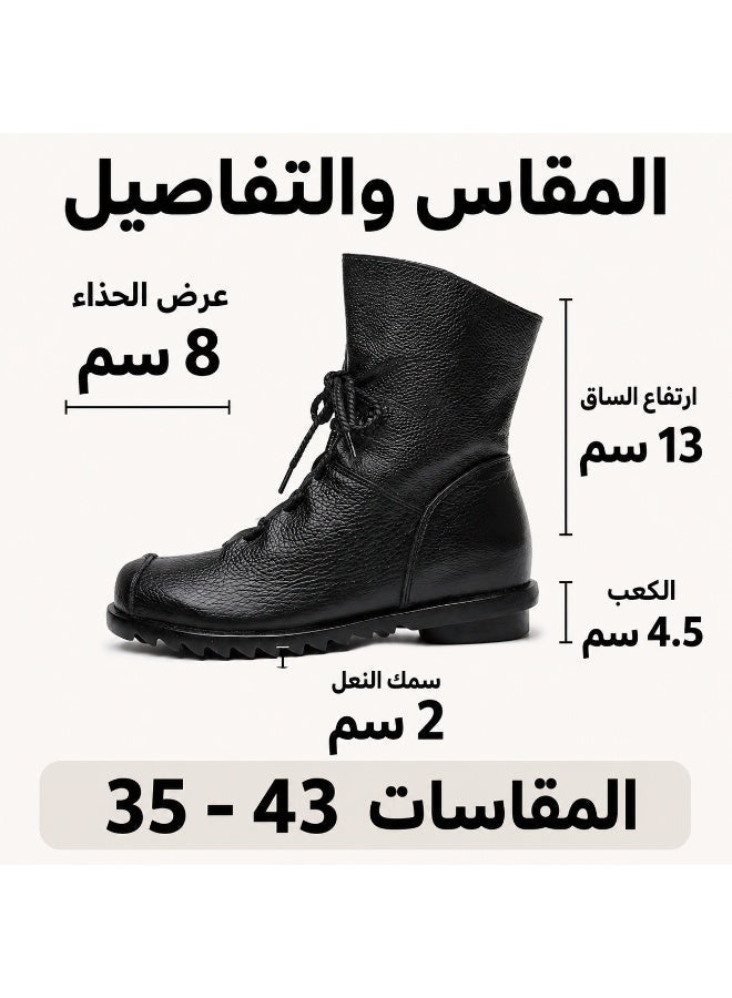 حذاء كاحل نسائي أسود كاجوال، حذاء تشيلسي بكعب منخفض مع سحاب جانبي، أحذية مريحة للاستخدام اليومي - Image 4