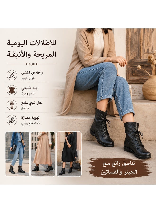 حذاء كاحل نسائي أسود كاجوال، حذاء تشيلسي بكعب منخفض مع سحاب جانبي، أحذية مريحة للاستخدام اليومي - Image 5