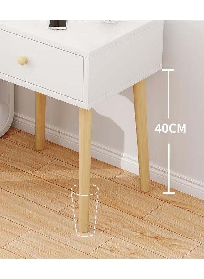 Tanwer Nordic Minimalist Solid Wood Leg Nightstand, 3-Tier Storage Bedside Table for Small Spaces - Image 3