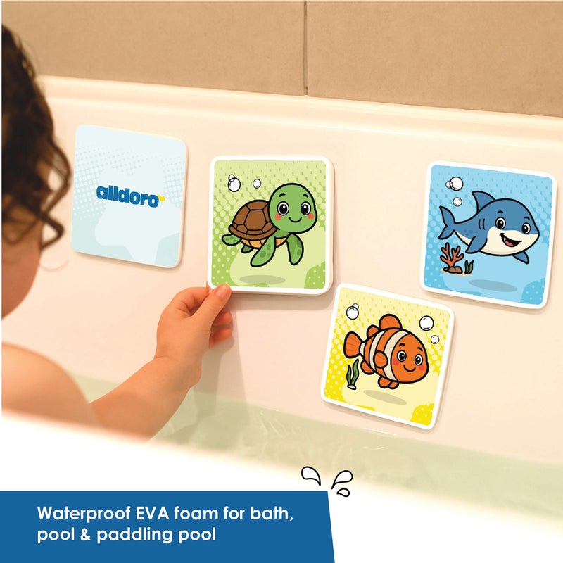 alldoro XXL Floating Soft Memo Bath Game 33 Pieces | EVA Foam Cards | 10x10cm | Sticks to Wet Surfaces | Waterproof Memory Match for Kids Age 3+ - Image 3