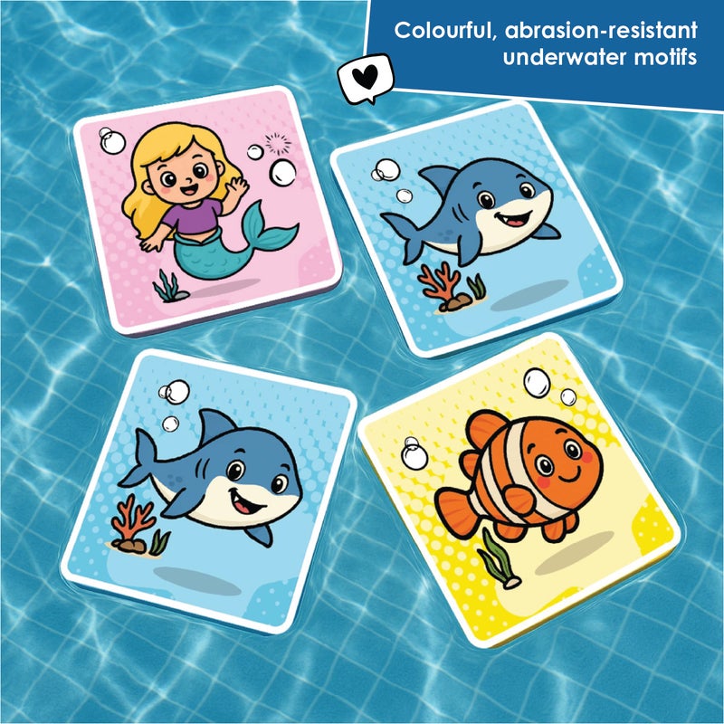 alldoro XXL Floating Soft Memo Bath Game 33 Pieces | EVA Foam Cards | 10x10cm | Sticks to Wet Surfaces | Waterproof Memory Match for Kids Age 3+ - Image 4