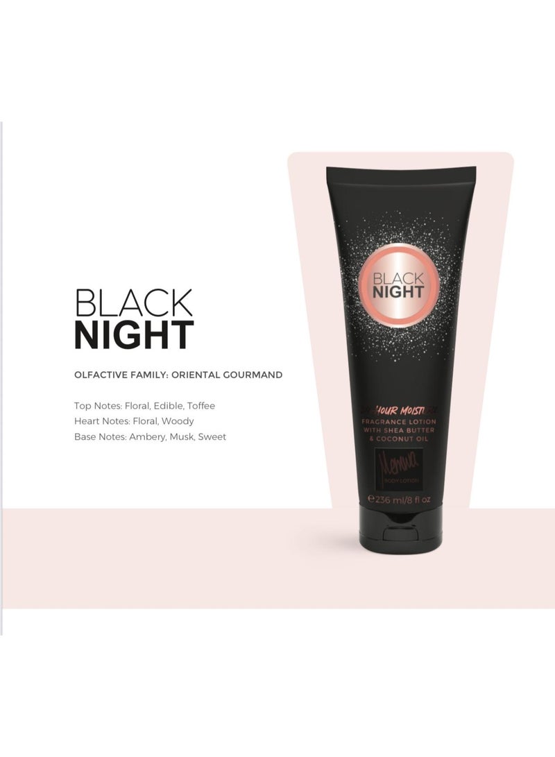 Gulf Orchid - Gift Set - Memwa Black Night (236 ML body lotion & 250 ML Body Mist) Floral, Edible, Toffee - Image 3