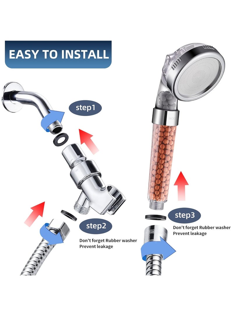 High Pressure Shower Head 4 Gear Adjustment Filtered Water Quality Purifies Water Remove Chlorine Clear - Image 5