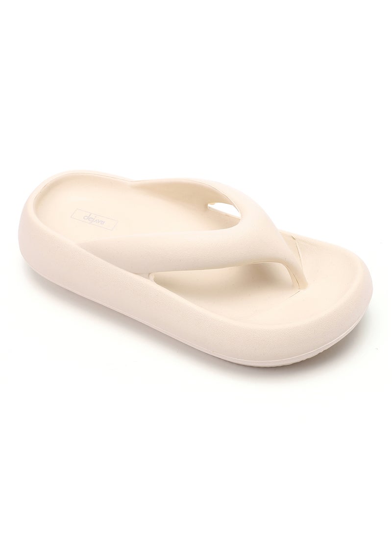 DejaVu Practical Plain Thong Cloud Slippers - Beige  - Image 1