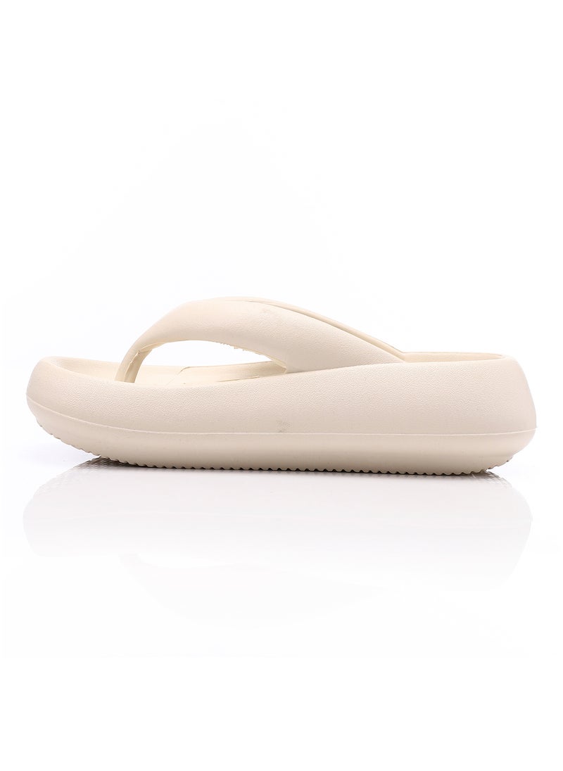 DejaVu Practical Plain Thong Cloud Slippers - Beige  - Image 4