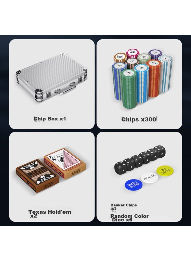 Wangjing Poker 300g Clay Poker Chips, Texas Hold'em Chip Set, Mahjong Chips For Card Room, Aluminum Box - Image 2