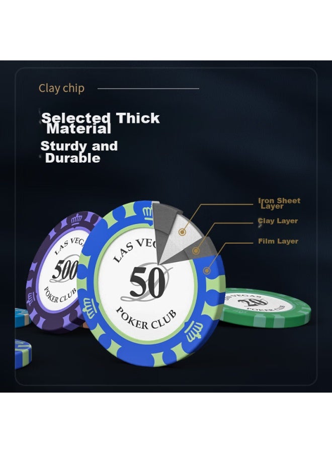 Wangjing Poker 300g Clay Poker Chips, Texas Hold'em Chip Set, Mahjong Chips For Card Room, Aluminum Box - Image 3