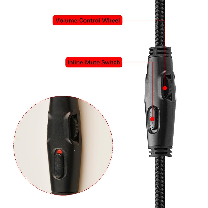 Flylin 2M 3.5mm Replacement Audio Aux Cable, Nylon Braided Stereo Jack Cord Audio Cord Male to Male Cable with Inline Mute and Volume Control (No Mic) - Image 4