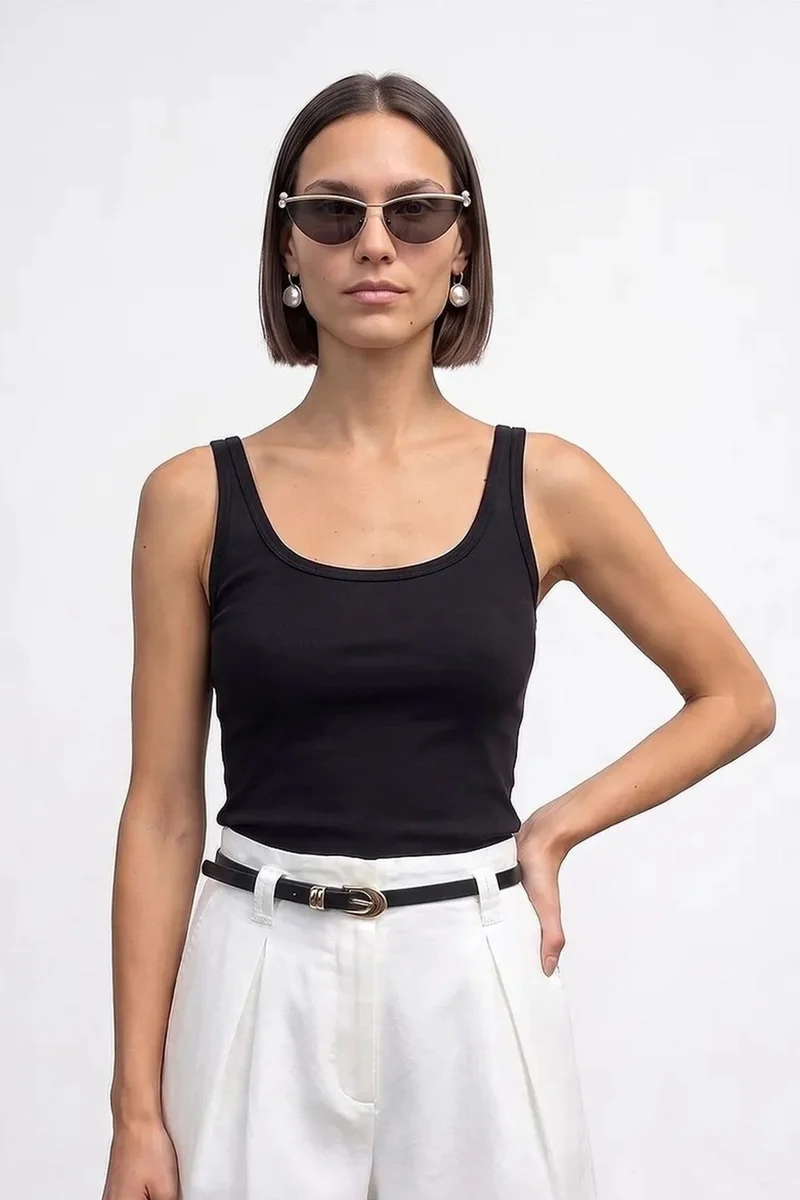 DILVIN Ribbed Fitted Camisole Top