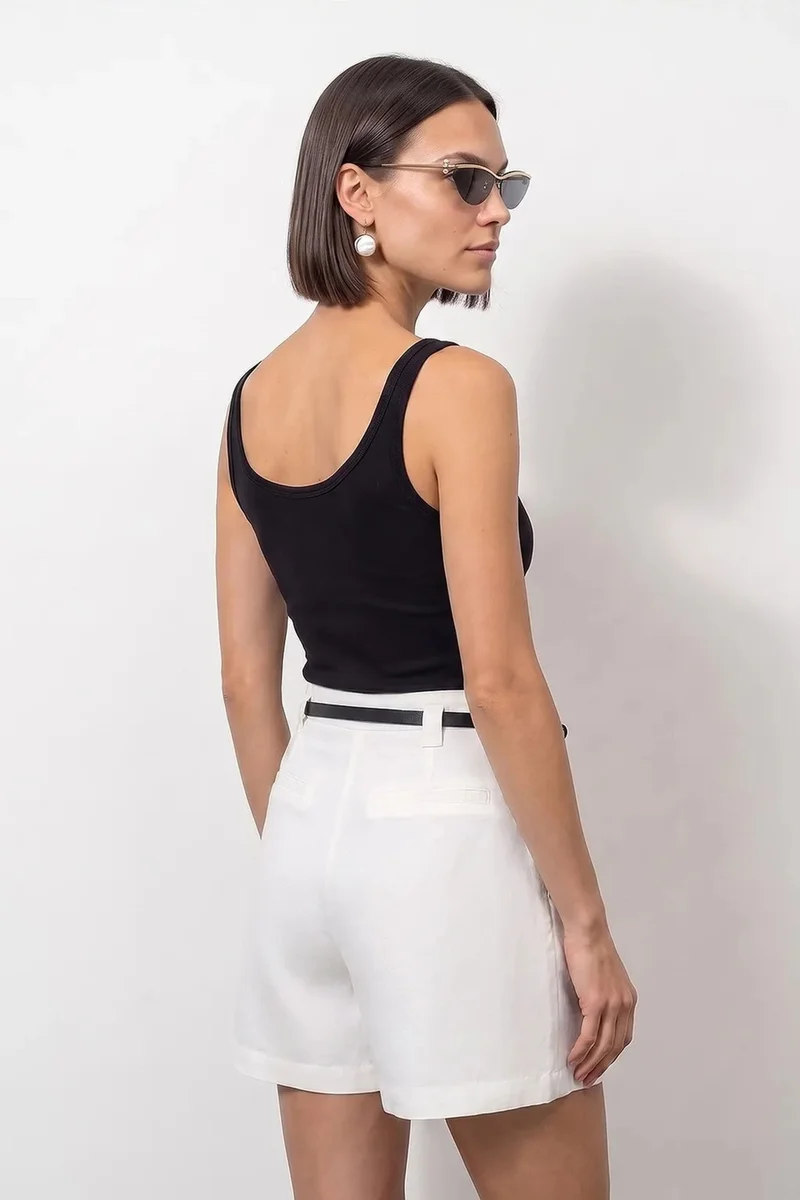 Dilvin Black DILVIN Ribbed Fitted Camisole Top for Women | Best Price UAE