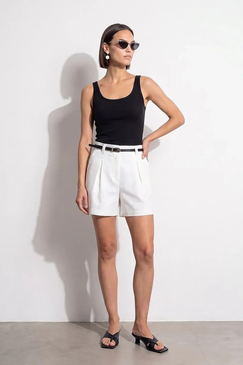 Dilvin Black DILVIN Ribbed Fitted Camisole Top for Women | Best Price UAE