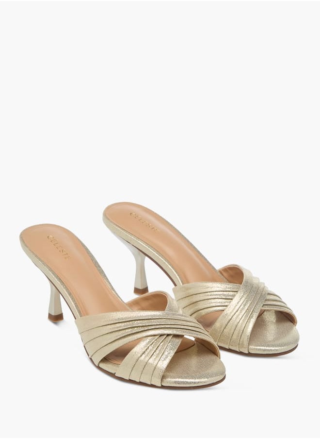 Celeste Womens Cross Strap Slip-On Sandals With Stiletto Heels  - Image 1