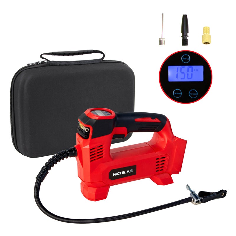 Nichilas Tire Inflator Compatible With Milwaukee M18 Battery Auto Portable Air Compressor Pump With Lcd Screen Fixed Value Setting For Car  Motorcycles  Bikes  Balls (No Battery) - Image 1