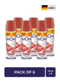 MUM Deodorant Roll-on - Musk, 48-Hrs Protection, Quick Drying Formula For All Skin Type, Pack of 6, 75ml Each  - Image 1
