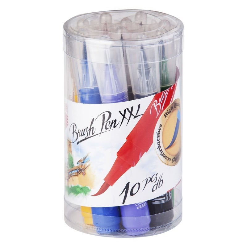 ICO Brushpen XXL Tub of 10 Assorted Colours