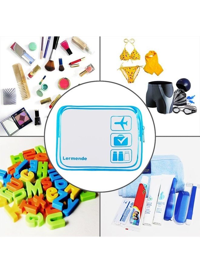 Lermende Clear Makeup Bag for Women, Clear Travel Bag,TSA Approved Clear Toiletry Bag & Cosmetic Bag for Women With Zipper,Quart Size Carry On Toiletry Bags Airport Essentials For Travel - 3 Blue - Image 5