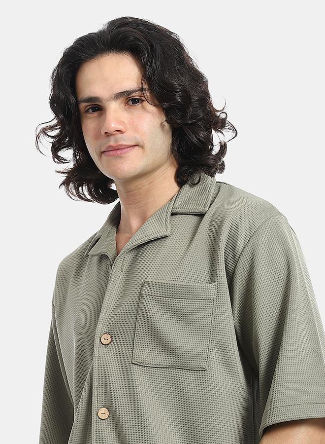 Red Circle Regular Fit Pique Olive Shirt and Shorts Set - Image 4