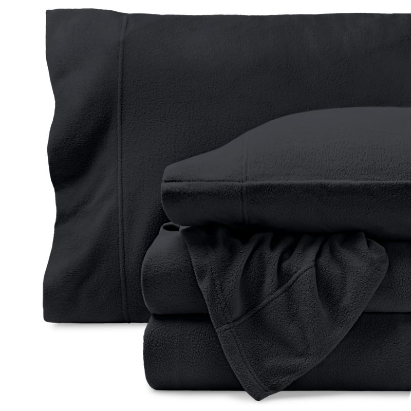 Bare Home Super Soft Fleece Sheet Set  Queen Size  Extra Plush Polar Fleece NoPilling Bed Sheets  All Season Cozy Warmth Queen Black