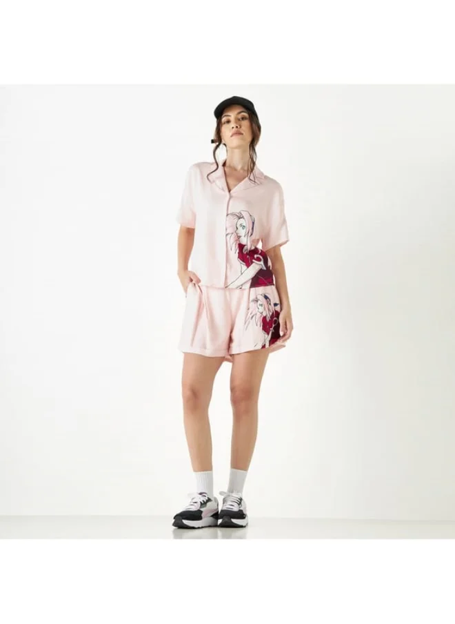 SP Characters Naruto Sakura Print Shorts with Pockets