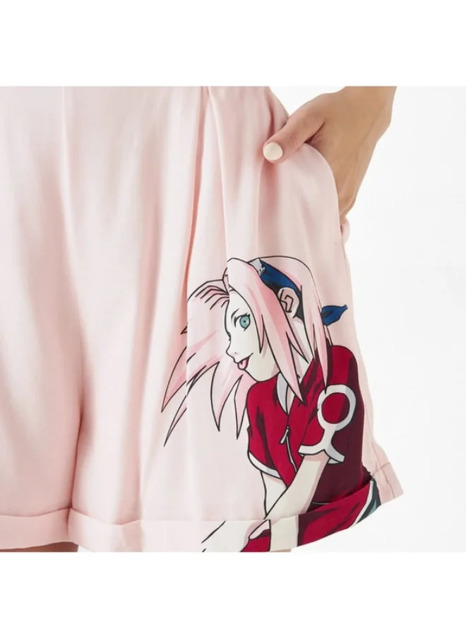 SP Characters Naruto Sakura Print Shorts with Pockets