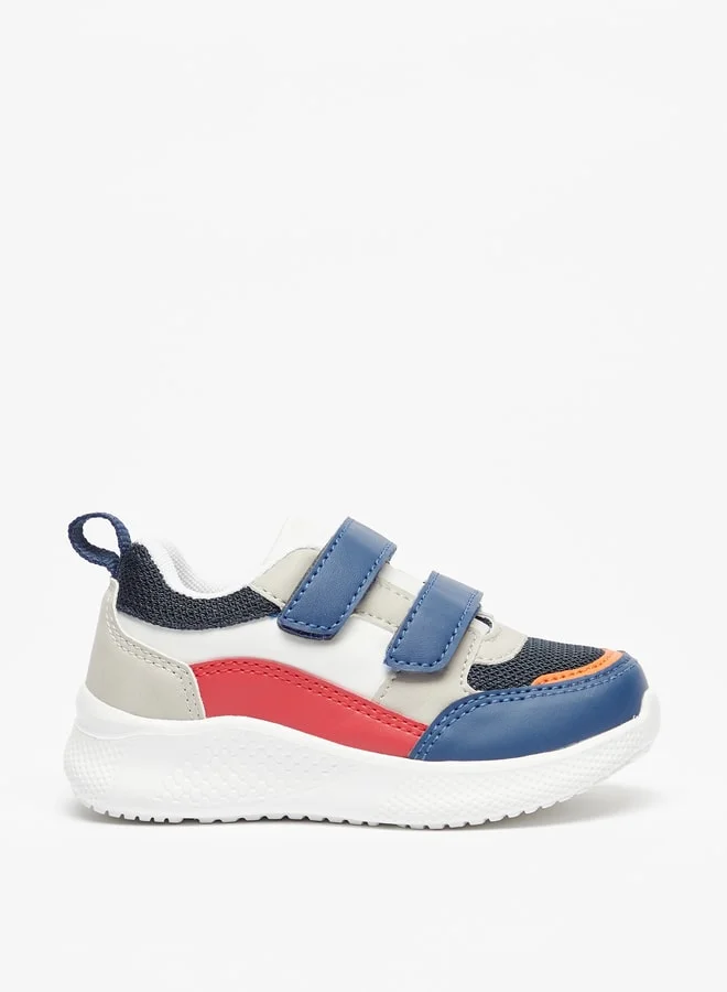ل ب ل Boys Paneled Sneakers with Hook and Loop Closure