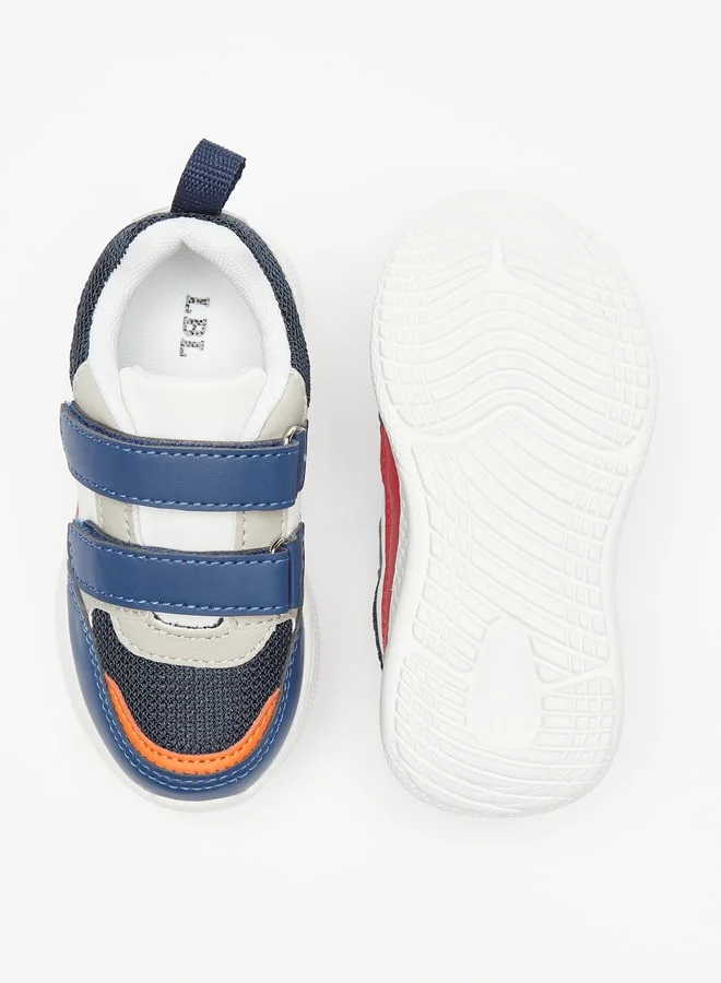 ل ب ل Boys Paneled Sneakers with Hook and Loop Closure