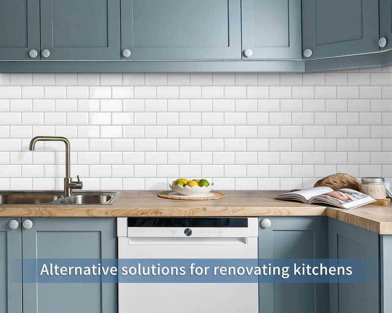 Tiwoos White Peel and Stick Backsplash Wall Tiles Self Adhesive for Kitchen Bathroom Subway Thick (10-Sheet, 12"Ã—12") - Image 5